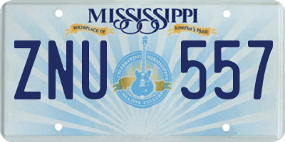 MS license plate ZNU557