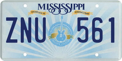 MS license plate ZNU561