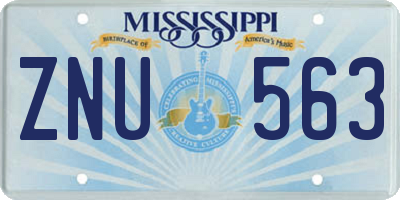 MS license plate ZNU563