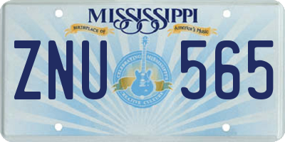 MS license plate ZNU565