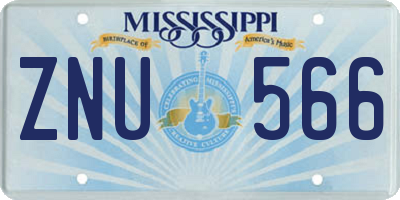 MS license plate ZNU566