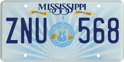 MS license plate ZNU568