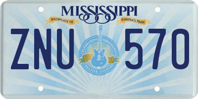 MS license plate ZNU570