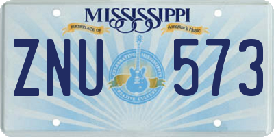 MS license plate ZNU573