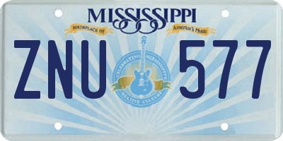 MS license plate ZNU577