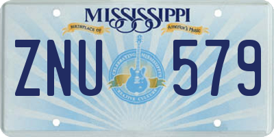 MS license plate ZNU579