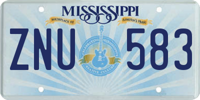 MS license plate ZNU583