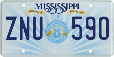 MS license plate ZNU590
