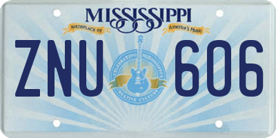 MS license plate ZNU606