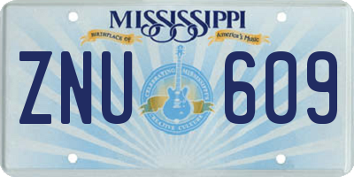 MS license plate ZNU609