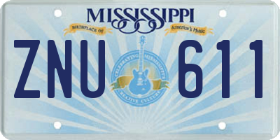 MS license plate ZNU611