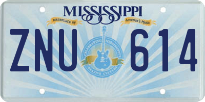 MS license plate ZNU614