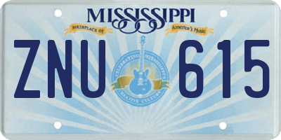 MS license plate ZNU615