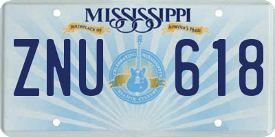 MS license plate ZNU618