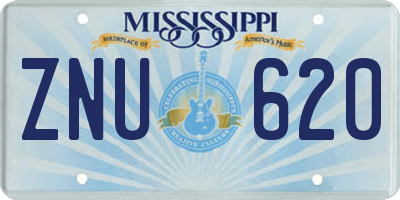 MS license plate ZNU620