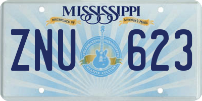 MS license plate ZNU623