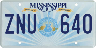 MS license plate ZNU640