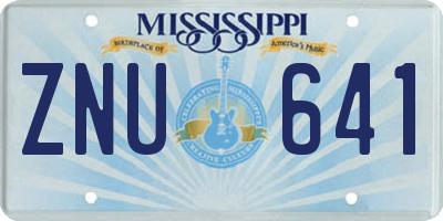 MS license plate ZNU641