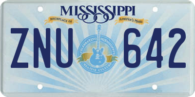 MS license plate ZNU642