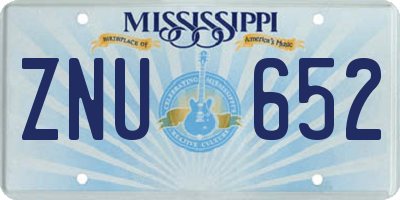 MS license plate ZNU652