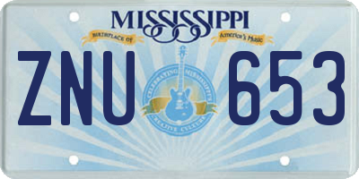 MS license plate ZNU653