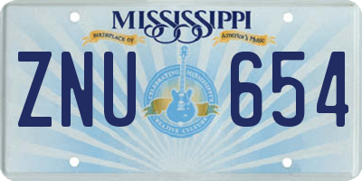 MS license plate ZNU654