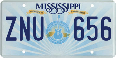 MS license plate ZNU656