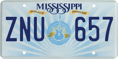 MS license plate ZNU657