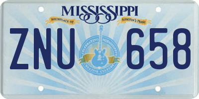 MS license plate ZNU658