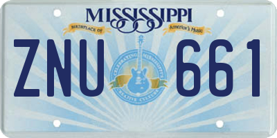MS license plate ZNU661