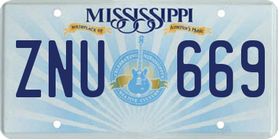 MS license plate ZNU669