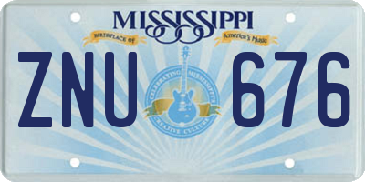 MS license plate ZNU676