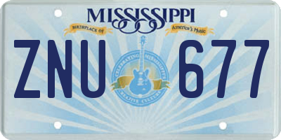 MS license plate ZNU677