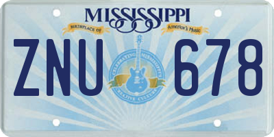 MS license plate ZNU678