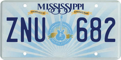 MS license plate ZNU682