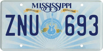 MS license plate ZNU693