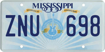 MS license plate ZNU698