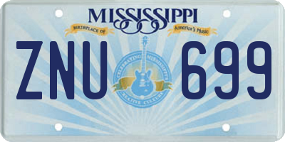 MS license plate ZNU699