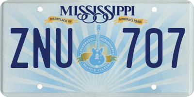 MS license plate ZNU707