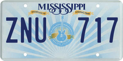 MS license plate ZNU717