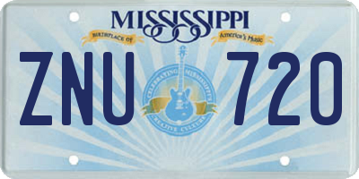 MS license plate ZNU720