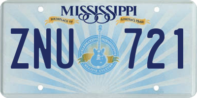 MS license plate ZNU721