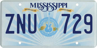 MS license plate ZNU729
