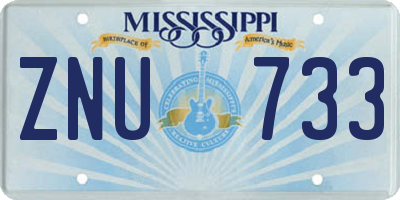 MS license plate ZNU733