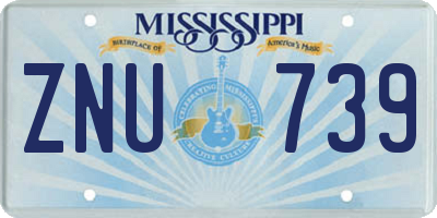MS license plate ZNU739