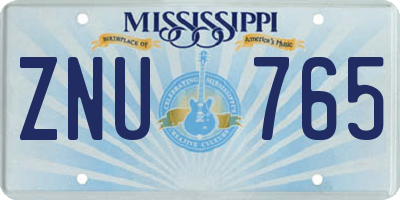 MS license plate ZNU765