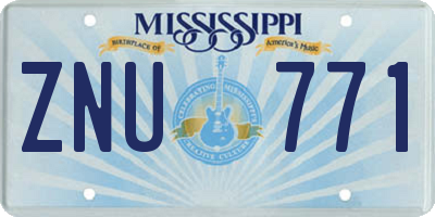 MS license plate ZNU771