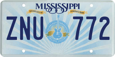 MS license plate ZNU772