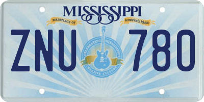 MS license plate ZNU780