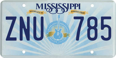 MS license plate ZNU785